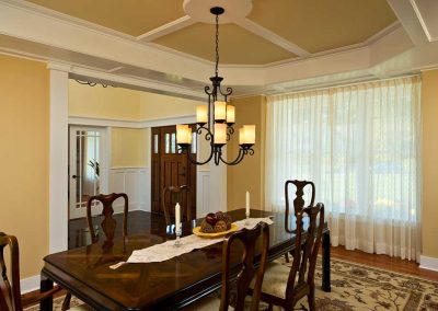 Coffered ceiling in dining room
