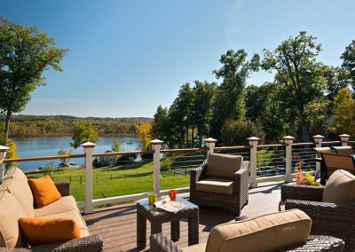 View of deck over lake