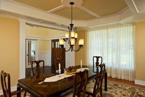Coffered ceiling in dining room
